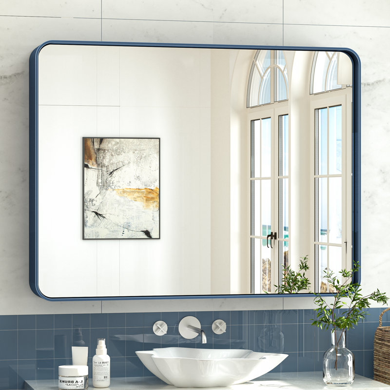 Miroir d'appoint Tyro, 30 po x 40 po, Bleu, Rectangulaire