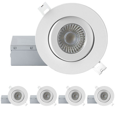 QPLUS 4 Inch 5000K Airtight Eyeball Gimbal LED Recessed Light, 10W, Dimmable, cETLus Listed