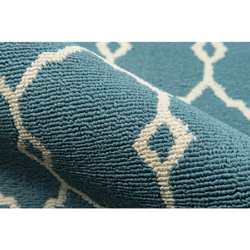 Tapis intérieur / extérieur bleu Yepez, Rectangle 1 pi 8 po x 3 pi 7 po