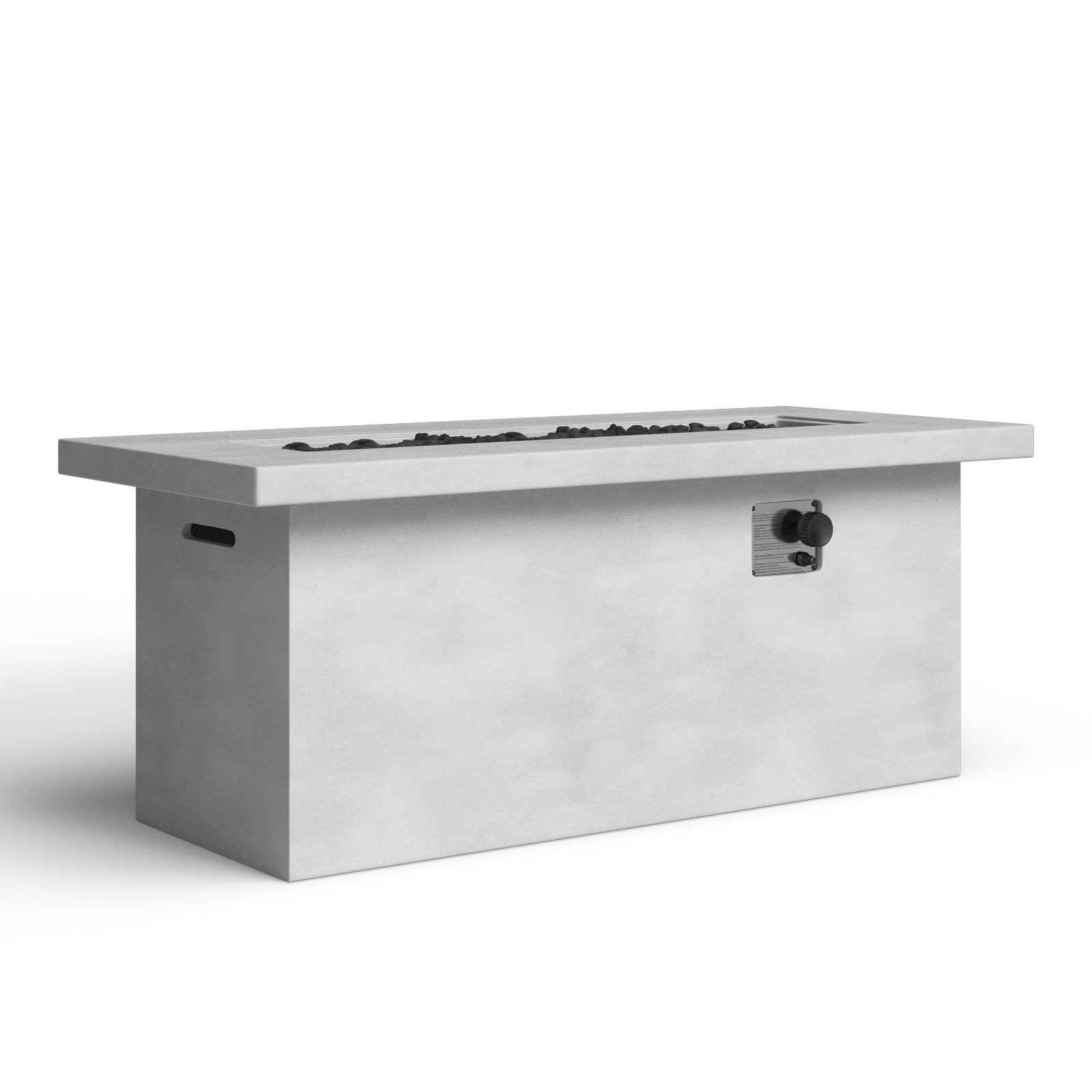 Rashid Rectangle Fire Pit Table, 24'' H x 60'' W x 26'' D, Natural Concrete