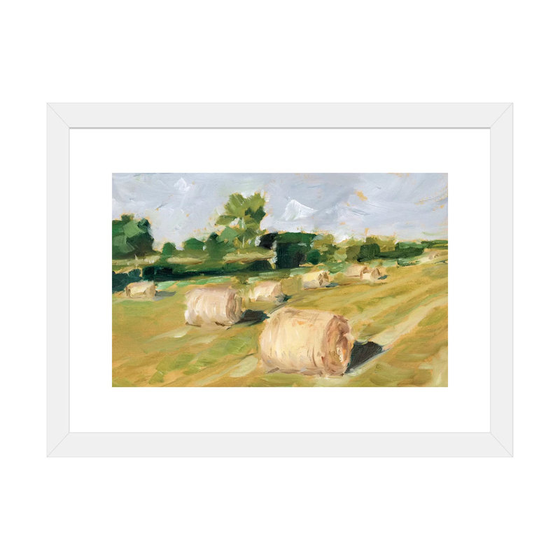 "Hay Field II" par Ethan Harper, reproduction d’art, H 24 po x l 32 po x P 1 po, Papier encadré blanc, Blanc