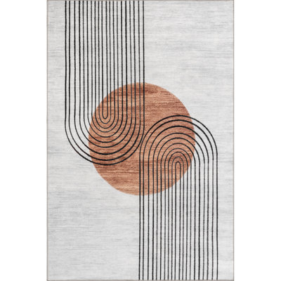 Martine Abstract Machine Washable Runner Rug for Living Room Bedroom Dining Room Entryway Hallway Kitchen