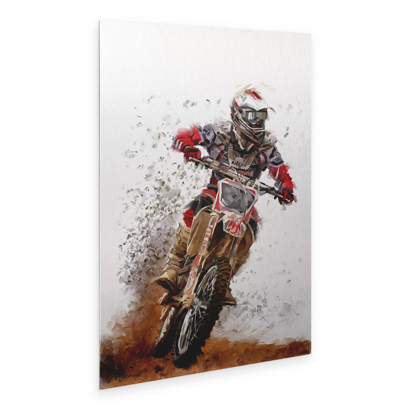 The Macneil Studio «Motocross», art en aluminium brossé flottant