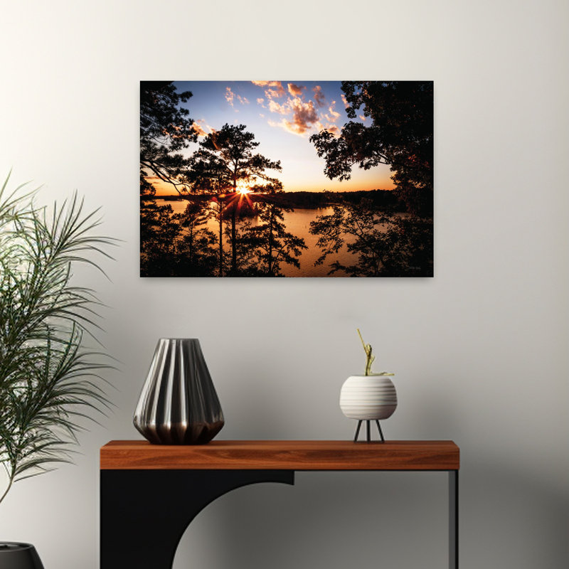 Saluda Bluff Sunset Abstract Contemporary Landscape Nature Art, 16" H x 24" W