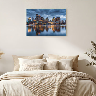 Art mural sur toile Gallery Wrap pour le salon, la chambre à coucher, le bureau ou le vestibule - décoration murale décorative avec horizon de la ville