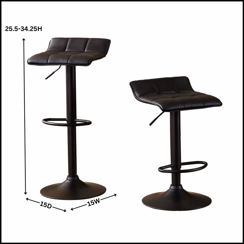 Tabouret de bar pivotant en cuir reconstitué Belham, ensemble de 2, parfait pour les sièges modernes et polyvalents