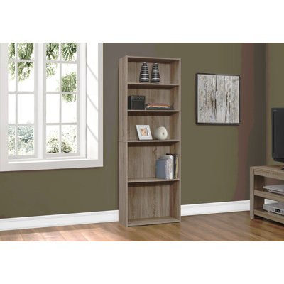 Bibliothèque, bibliothèque, 6 niveaux, H 72 po, bureau, stratifié de chambre à coucher, transitionnel