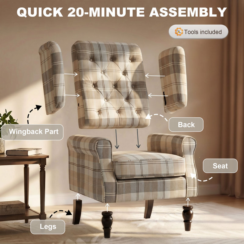 Upholstered Linen Accent Chair