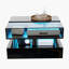 Table basse, noir brillant, table d'appoint, table basse avec verre et effet DEL, avec tiroir de rangement-78617126