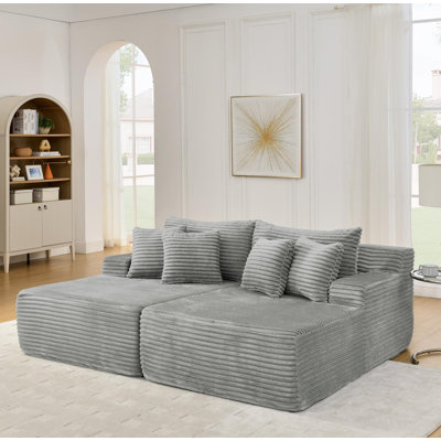 Méridienne à deux places paresseuse, canapé compressé sans assemblage requis, fabriquée en tissu de velours, méridienne moderne et moelleuse, utilisée pour les salons et les chambres à coucher - gris