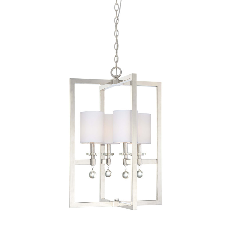 Polished Nickel 4-Light Chandelier with Eidolon Crystal Accents
