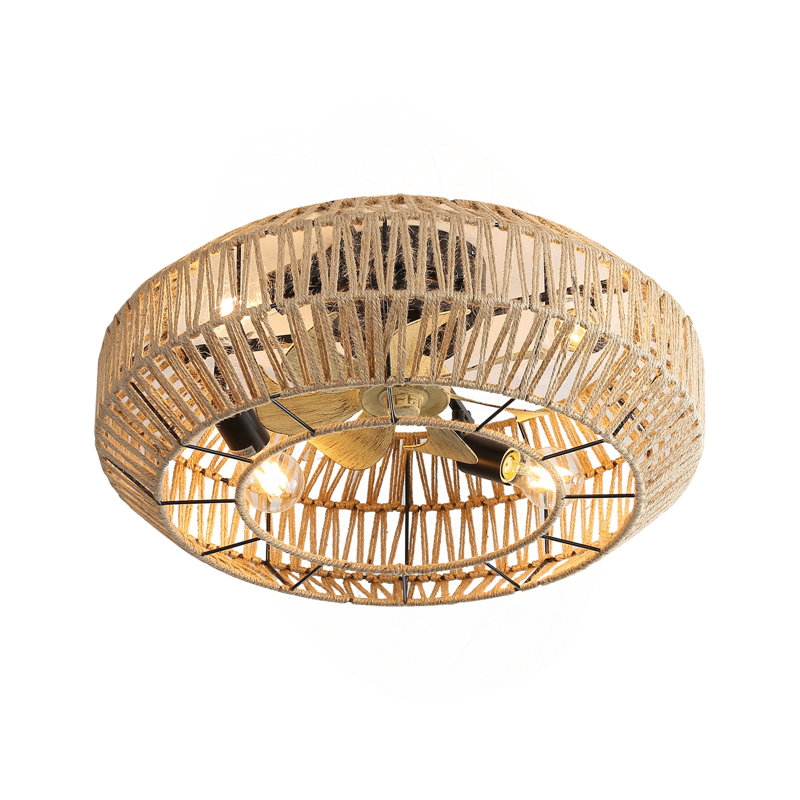 Ventilateur de plafond à moteur à courant continu de 22 pouces noir mat avec télécommande - 6 vitesses, minuterie, ensemble d'éclairage, pales de bois réversibles