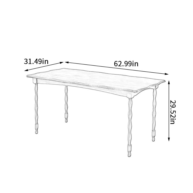 Retro-style Petal-shaped Solid woodDining Table, 29.52"H x 62.99"L x 31.49"W