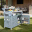 Îlot de cuisine extérieur avec armoire de rangement, table de gril avec plateau en acier inoxydable et support à épices-110602212