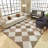 Living Room Rug 5x7 ft Modern Check Area Rug Machine Washable Rug, Non Slip Vintage Rug Stain Resistant Indoor Large Carpet for Bedroom, Boho Rug, Distressed Retro Floor Rug for Classroom, Dorm, Dining Room-1411895774