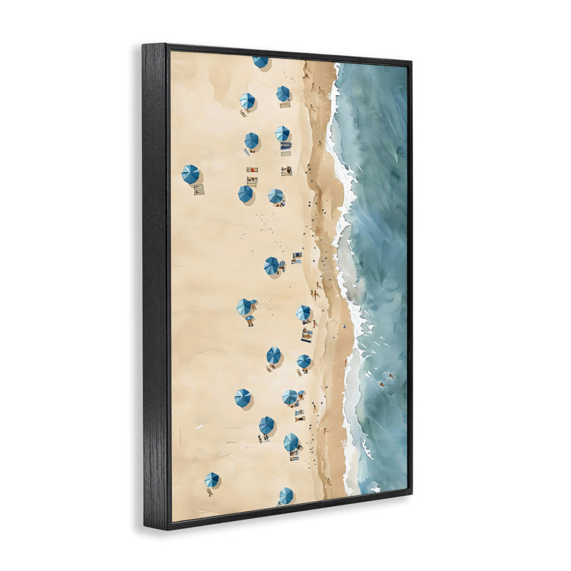 Drap de plage encadré, design par LSR Design Studio, H 18 po x l 12 po, Giclée encadrée noir minuit