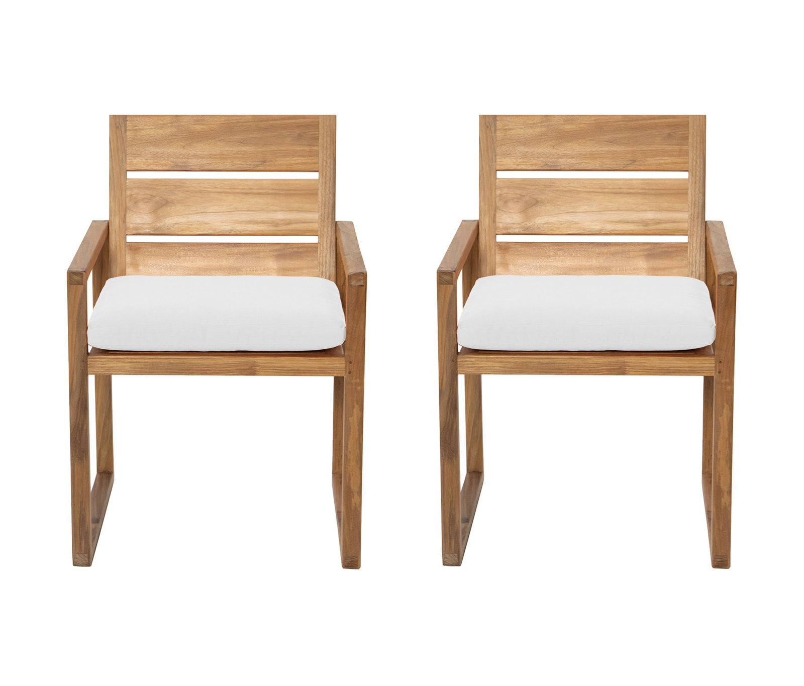 Uvita Teak Patio Dining Armchair with Cushion, White