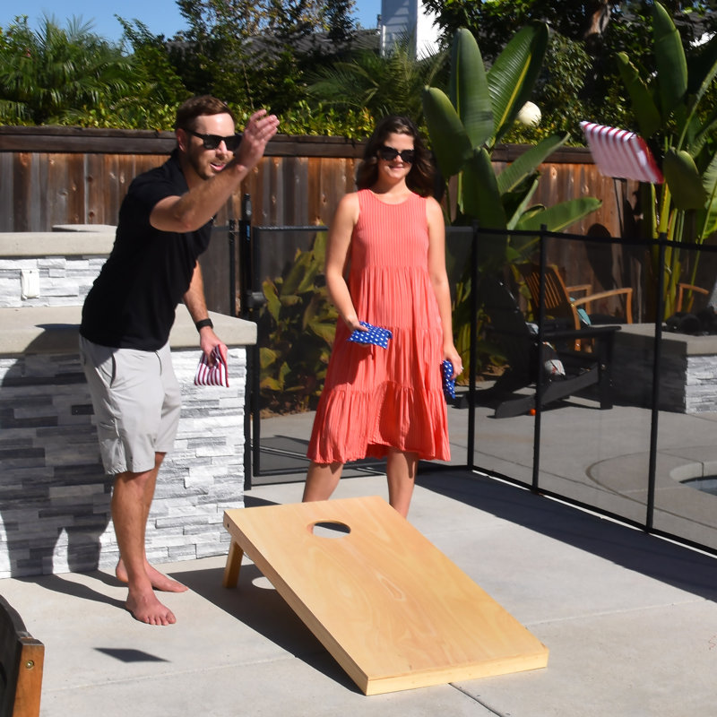 2' x 4' Solid Wood Cornhole Set with Carrying Case, Natural Wood
