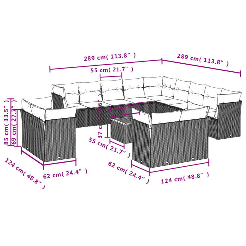 Ensemble de canapé de jardin Vidaxl