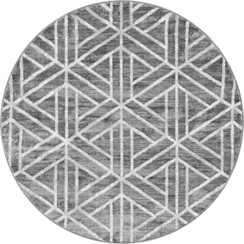 Quercioli Geometric Indoor Rug, Round 3'3"