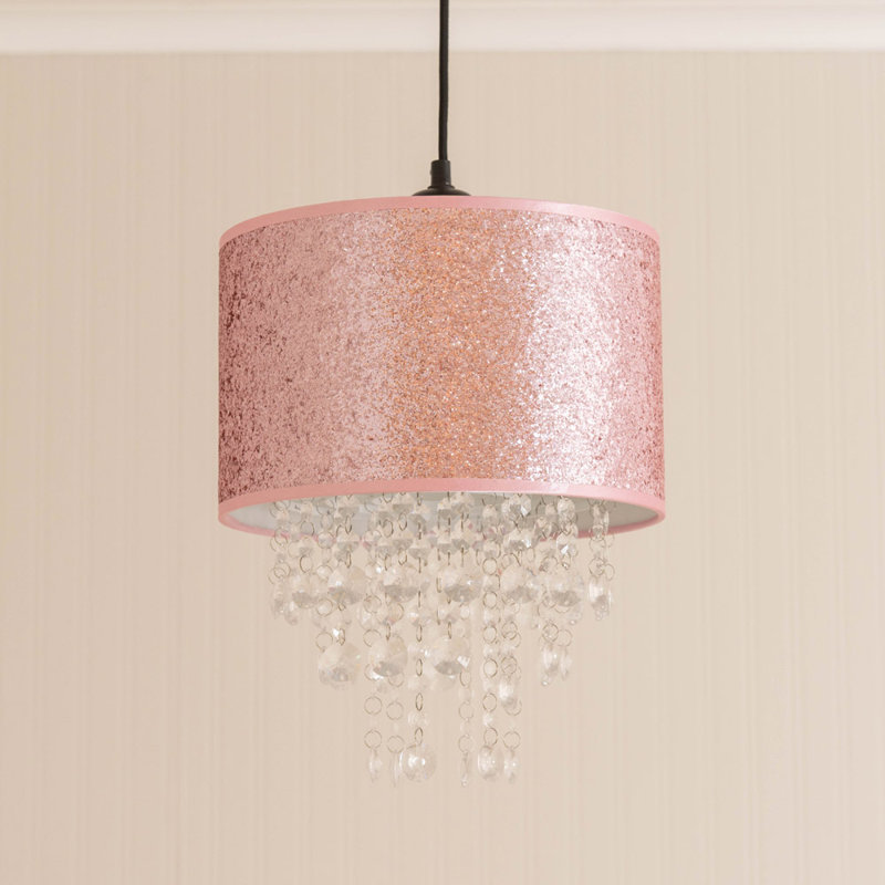 34cm H Cotton Blend Drum Lamp Shade ( Slip-On ) in Pink