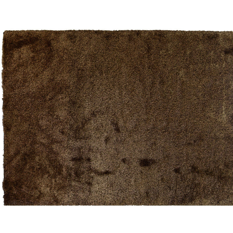 Tapis unique en laine noué à la main brun velouté de 9 pi x 12 pi