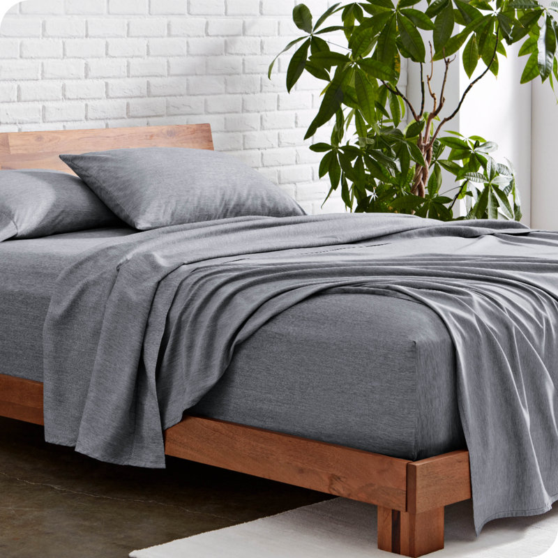 Bare Home Ultra-Soft Microfiber Sheet Set, King Sheet Set + 1 Fitted Sheet + 2 Pillowcases, Heathered Midnight Blue