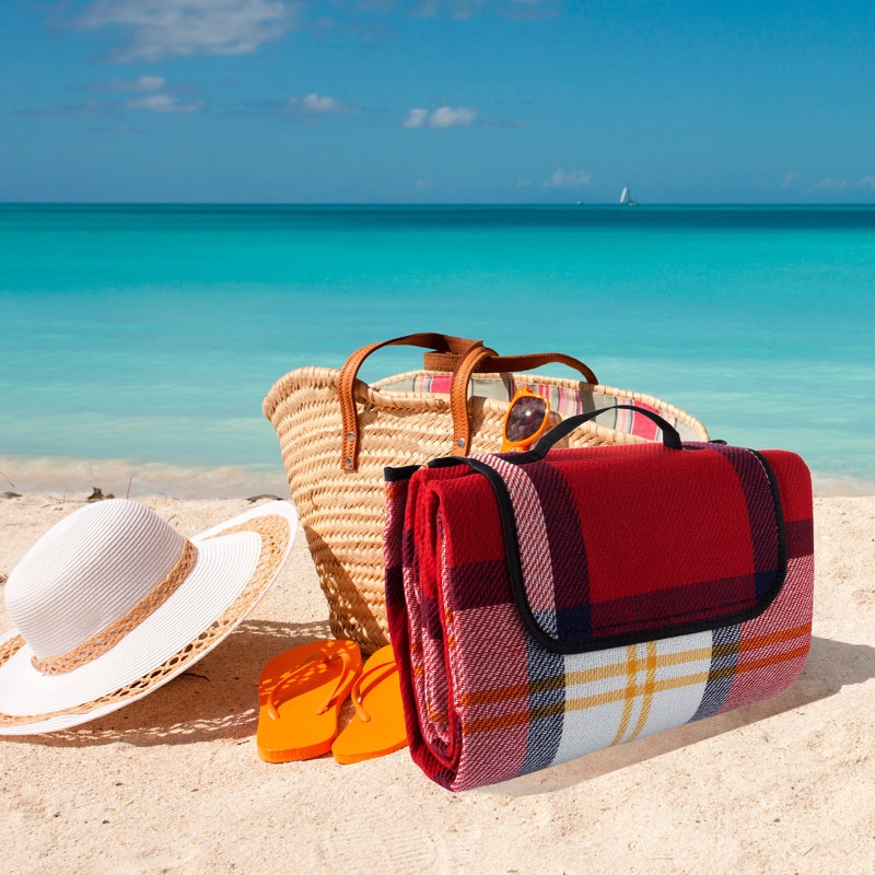 Couverture de pique-nique d'extérieur avec rembourrage en mousse Wakeman - Tapis de plage imperméable et pliable pour les voyages, le camping, les fêtes et les sports