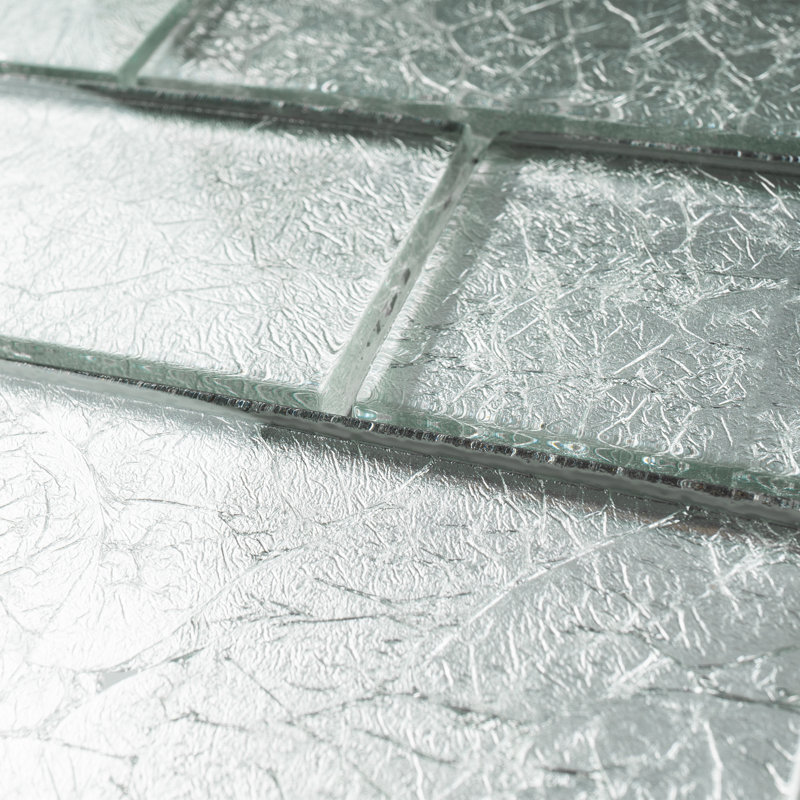 Galaxy 11.82 in. x 12.01 in. Brick Joint Glossy Glass Mosaic Tile, Gray