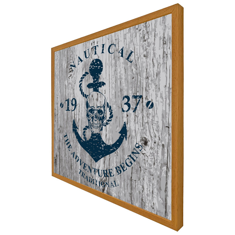 Cuomo Anchor Print on Wood 1 Piece Single Picture Frame Wall Art, 76cm H x 76cm W x 4cm D, Oak Framed