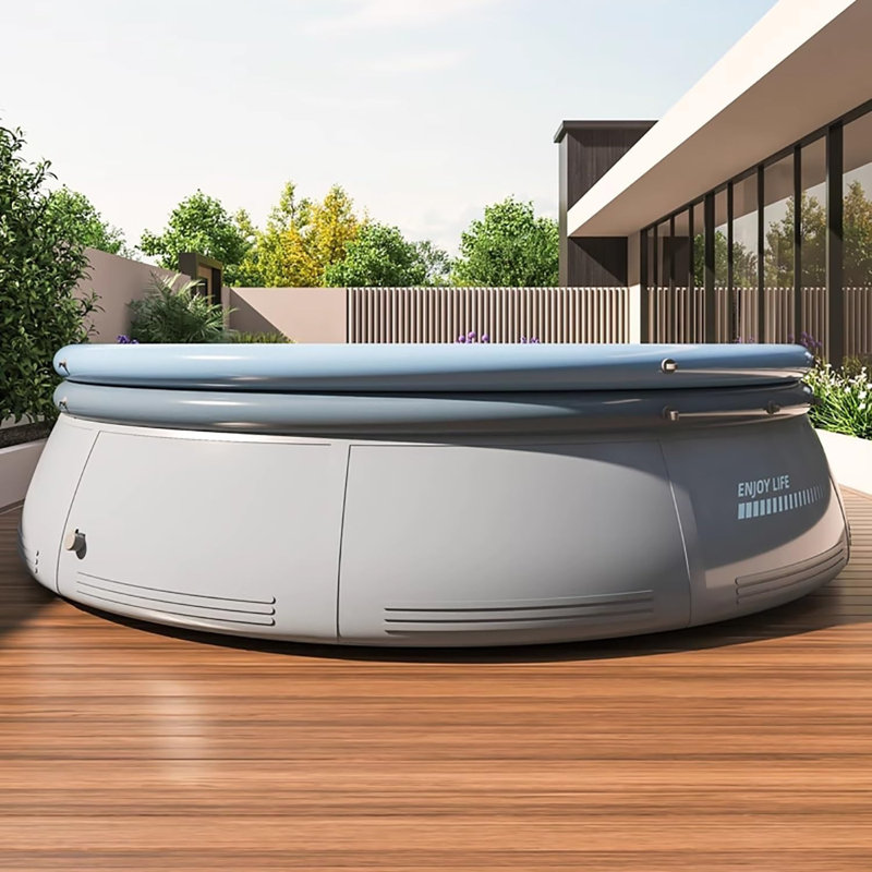 Piscine ronde de taille familiale iyofe, configuration de 15 minutes, parfaite pour s'amuser dans la cour d'été!