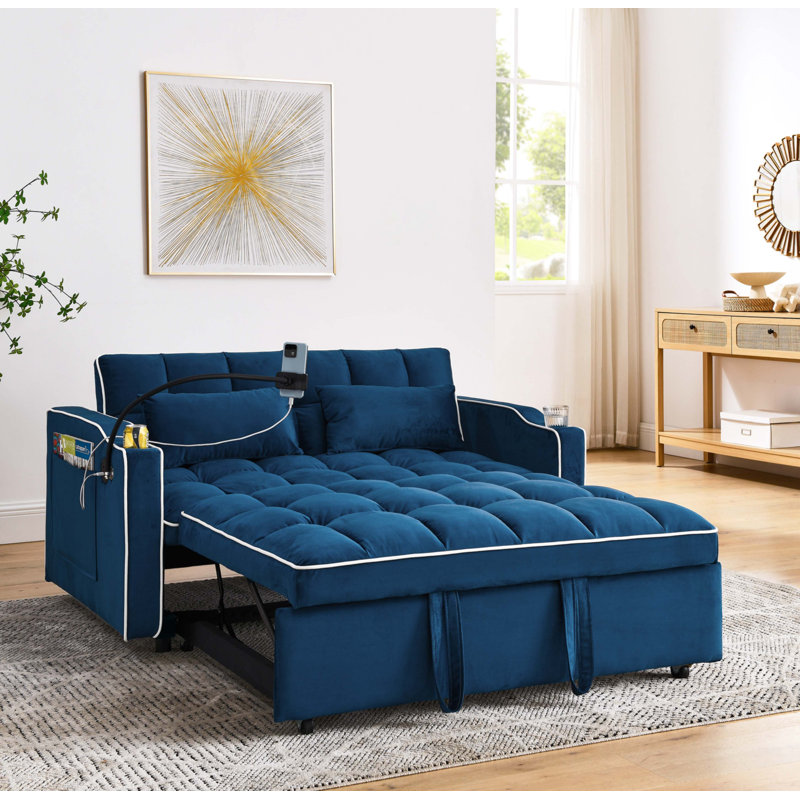 Canapé-lit pliable polyvalent de 55,51 pouces, Bleu