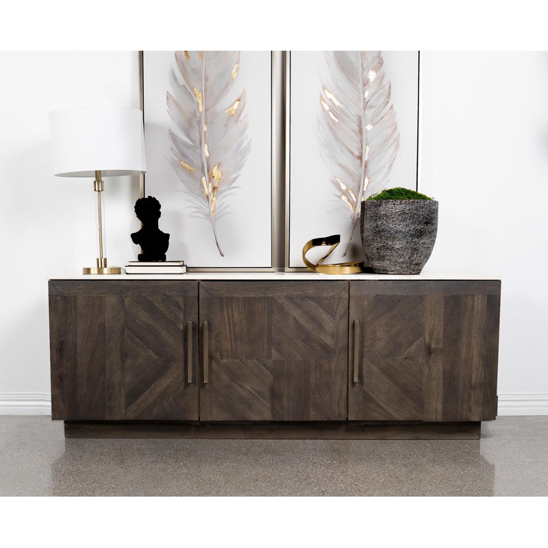 Buffet à 3 portes avec plateau en marbre gris tabac