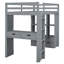 Lit mezzanine simple gris avec tablettes, bureau et lampe à DEL-274461041-274461070