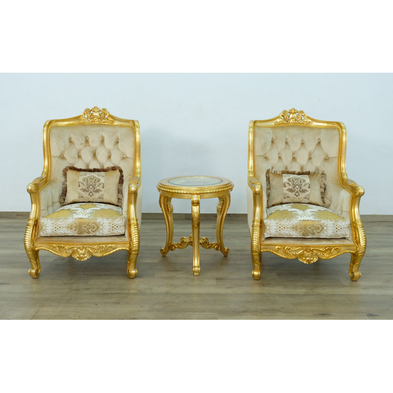 Luxor Tufted Wingback Chair, Gold