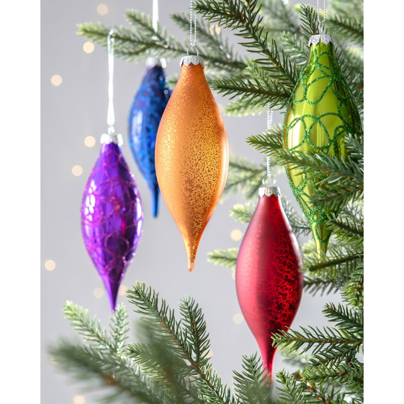15cm Glass Bauble, Blue/Purple/Red/Yellow