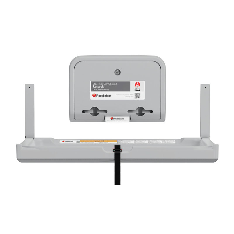 Foundations Elements Horizontal Wall Mounted Baby Changing Station & Liner Dispenser - Light Gray, Gray