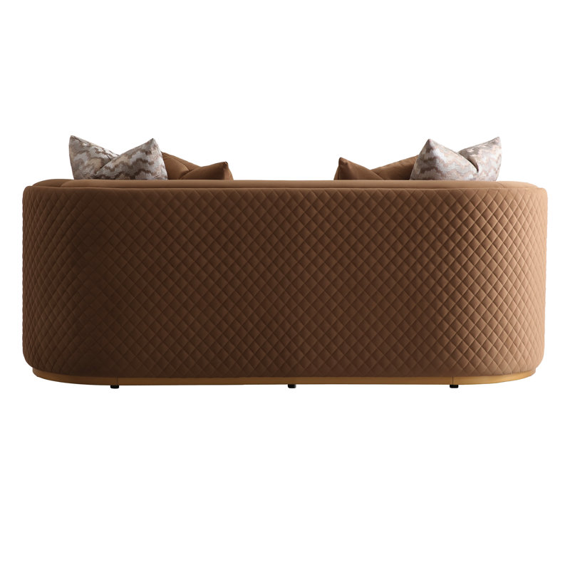 Ariana 83'' Velvet Round Arm Loveseat, Caramel, 31" H x 83" W x 35" D