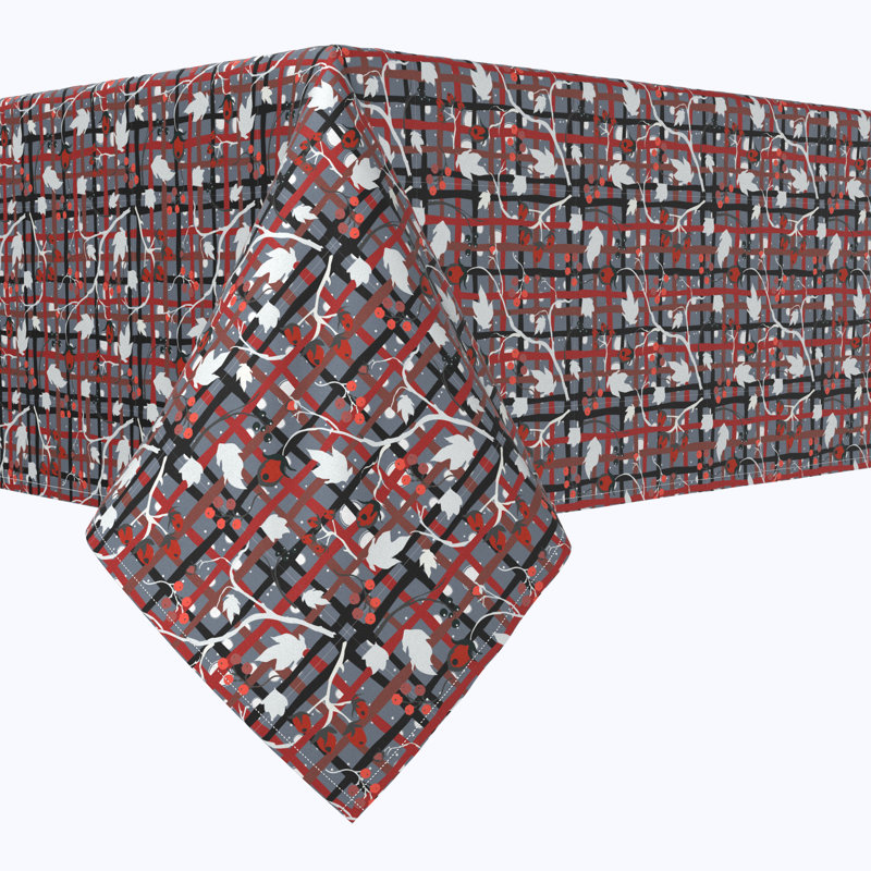 Geometric Christmas Tablecloth, 84" L x 60" W, Red Beautiful Berry Weave
