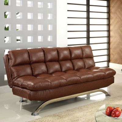 Pennock 71" Faux Leather Armless Sleeper Sofa