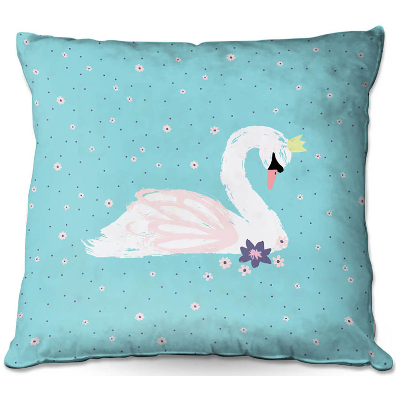  Coussin Couch Swan 1, 18 po x 18 po, Bleu sarcelle