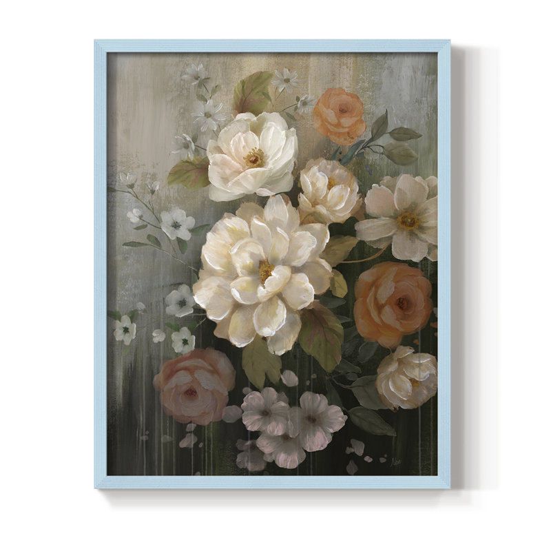 Moody Blooms, reproduction encadrée - bois massif, H 21 po x l 17 po, Bleu