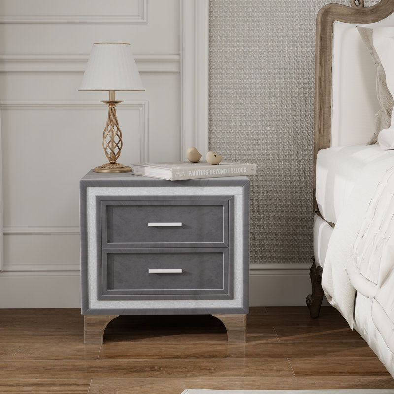 Table de chevet Modern Velvet, Gris