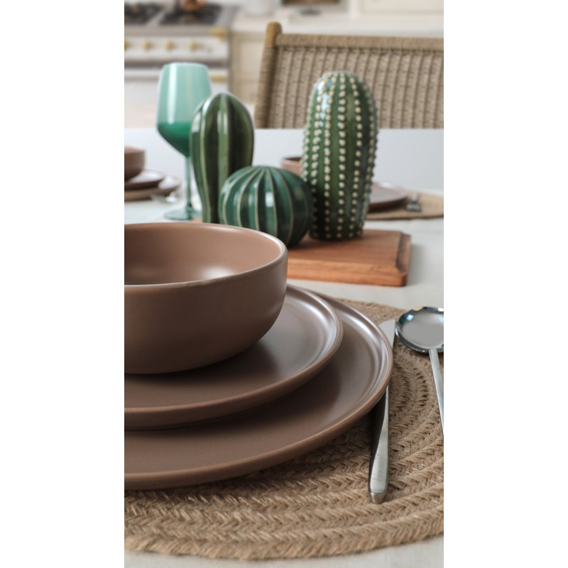 Brabazon Piece Ceramic Dinnerware Set - Service for 6, Taupe