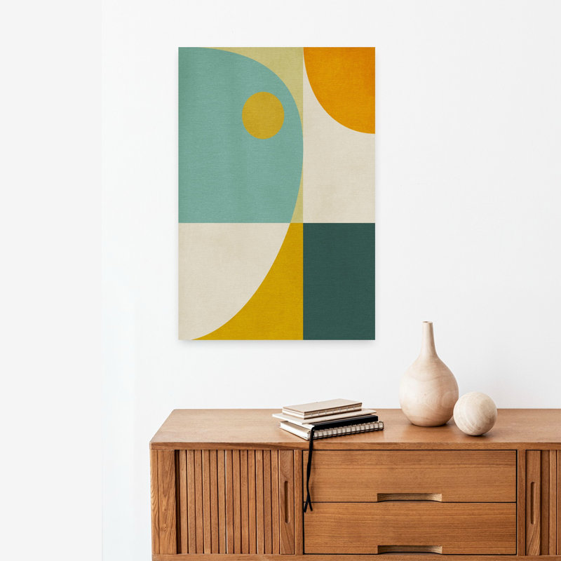 Art contemporain abstrait géométrique coloré, H 24 po x l 16 po