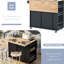 Kitchen Island With Electrical Socket & Foldable Leaf. Black. Wine Holder, Side Storage. Easy To Use And Clean Power Storage Leaf, Stand Cabinet - Black-1330792397