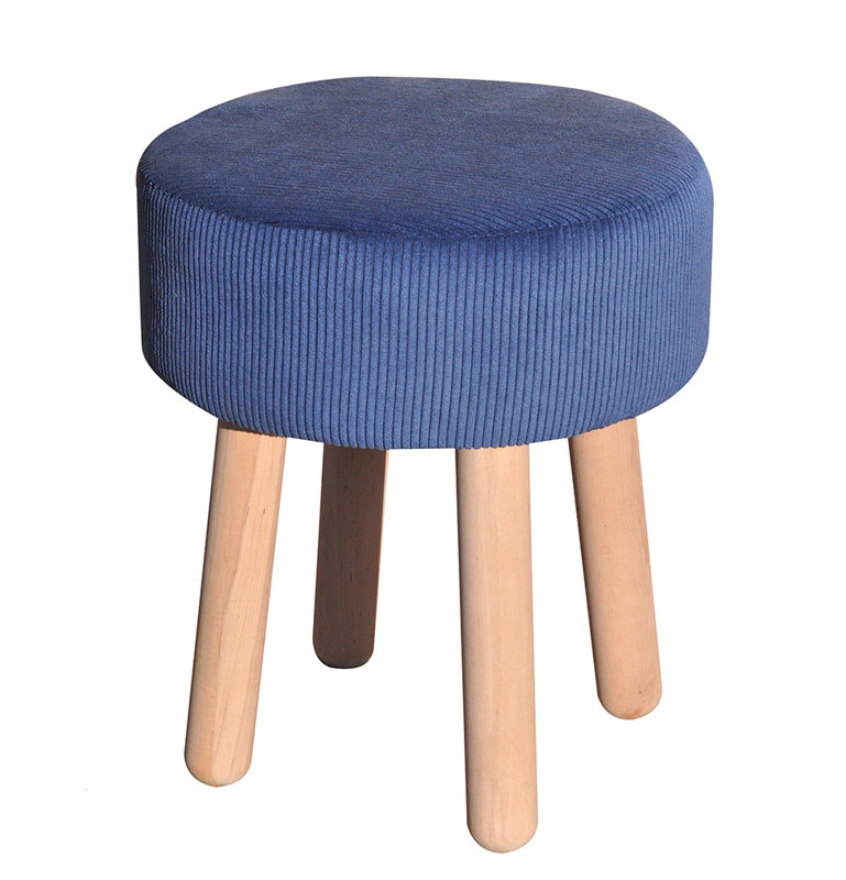 Solid + Manufactured Wood Accent Stool, Navy blue