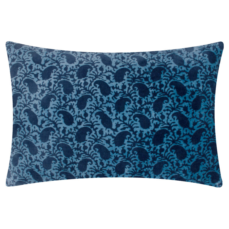 Boteh Abstract Rectangular Cushion Cover, Blue