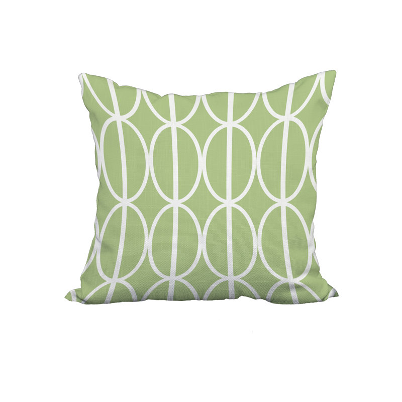 Ovals Geometric Reversible Throw Pillow, 18" x 18", Green