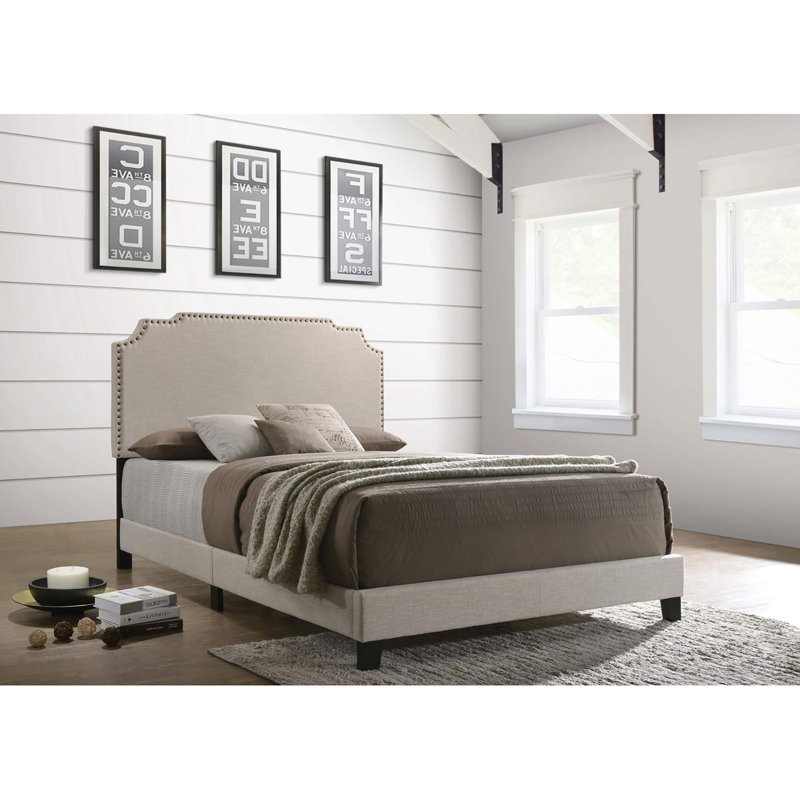 Lit tapissier standard Victorialynn, Grand lit, Marine